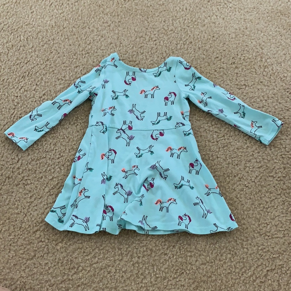 Cat & Jack 3T Blue Unicorn Longsleeve Dress